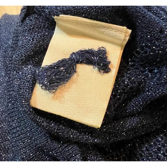 NWT Anthropologie Angel of the North Sheer Metallic Swirl Turtleneck Navy Blue S - Picture 8 of 10
